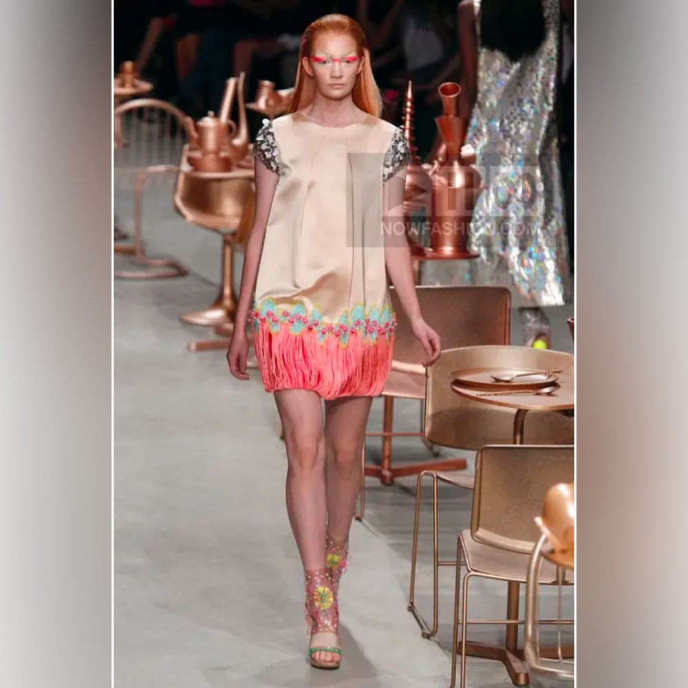 Manish Arora Women Silk Dress size L - 40 Paris Designer Fringe Sequin unique